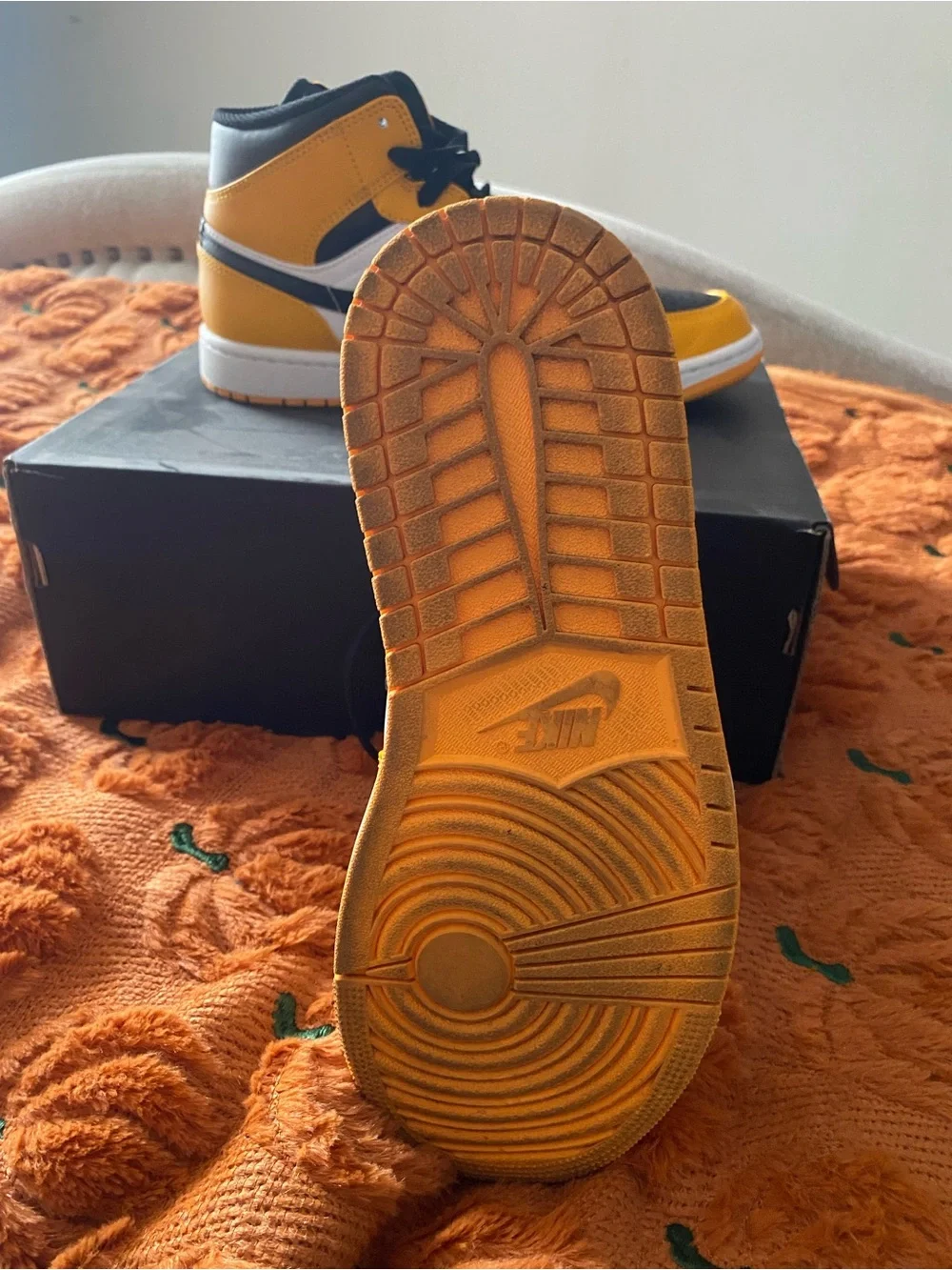 Jordan High-Top Sneakers in Black and Yellow